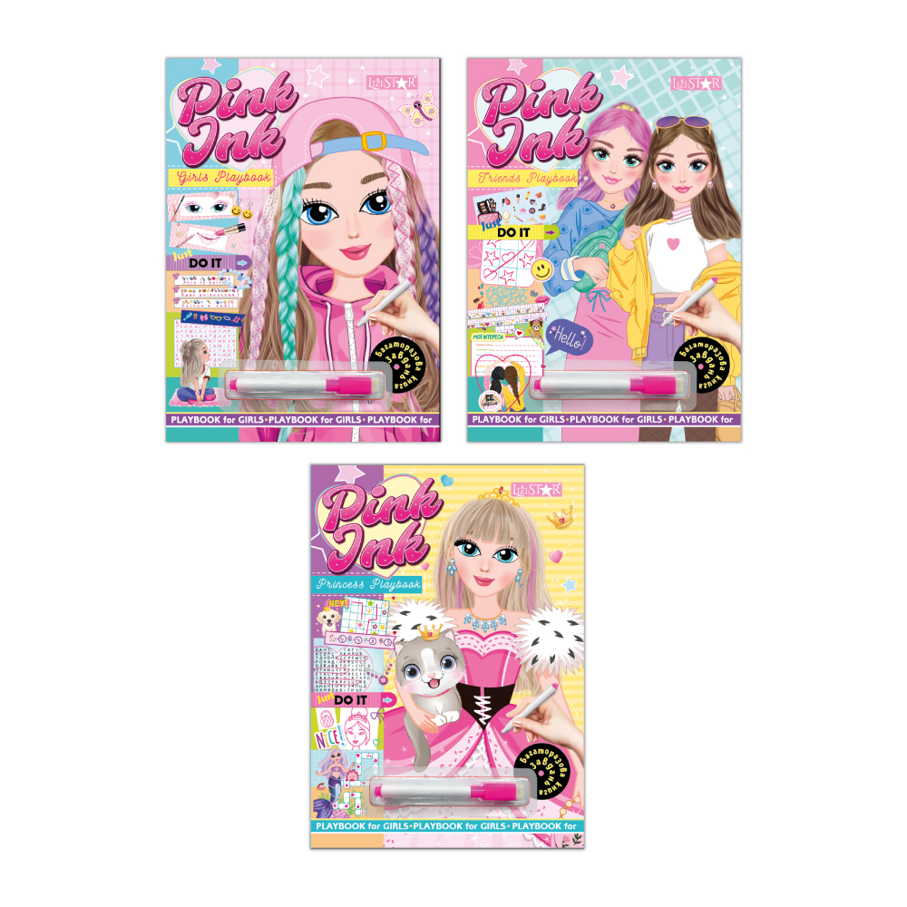 Багаторазова книга завдань для дівчаток "Pink Ink" із рожевим маркером МІКС 