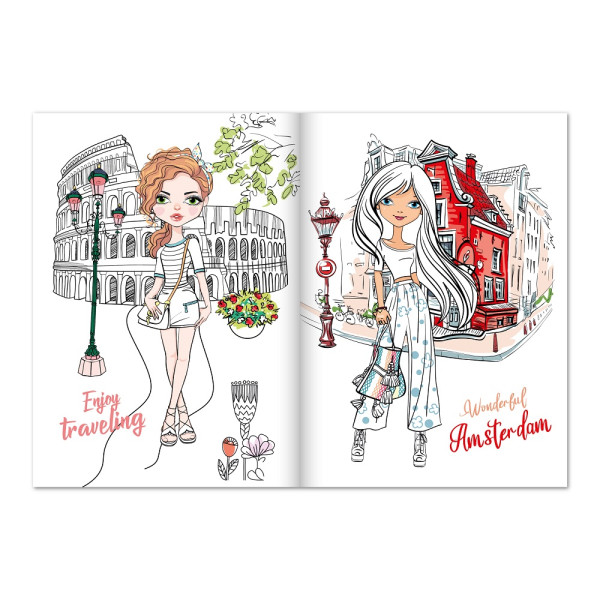 "Dream&Style" розмальовка з наліпками "Girls Travel"