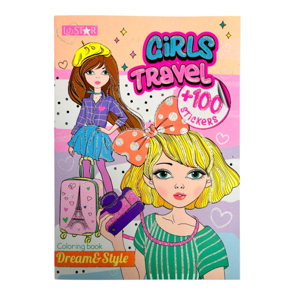 "Dream&Style" розмальовка з наліпками "Girls Travel"