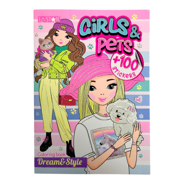 "Dream&Style" розмальовка з наліпками "Girls&Pets"
