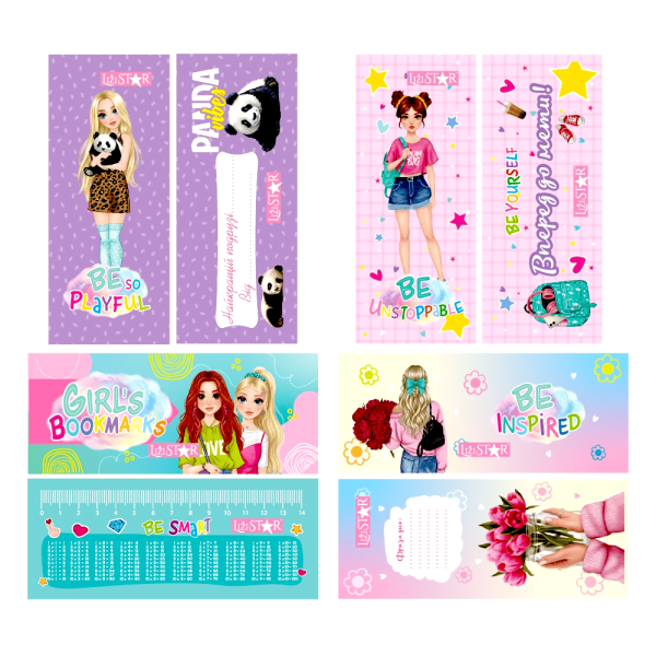 Набір ламінованих закладок для книг "Girls' bookmarks" МІКС